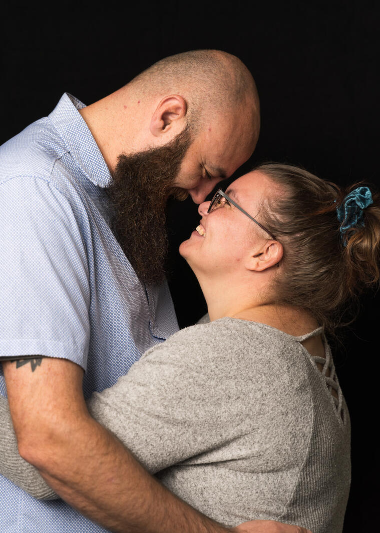 husband and wife black background